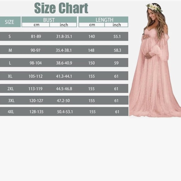 Maternity Dress Off Shoulder Puffy Sleeve pearl Tulle. Size XL.  Never worn - Picture 2 of 2